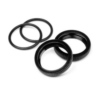 HB Racing - Ghiere big bore/o-ring Ammortizzatore nero (2pz)